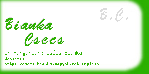 bianka csecs business card